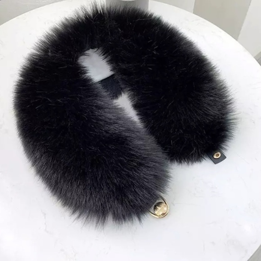 Imitation Fox Fur Black Collar Neck Protection Winter Fashion Button